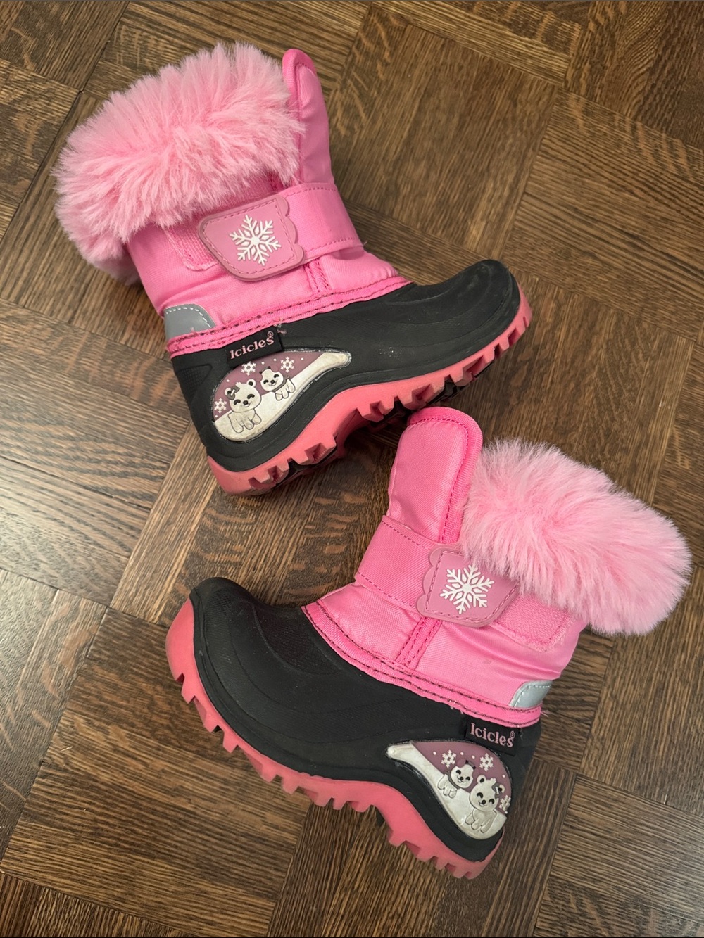 Icicles Pink Faux-Fur Snow Boots size 7- Girls